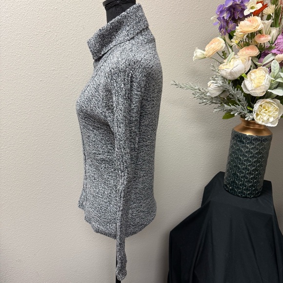 Sundance Gray Marled Ribbed Turtleneck Sweater PM Cotton Silk Blend - Picture 2 of 7